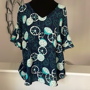 Apt. 9 Blouse V-Neck Front and Back Size XL